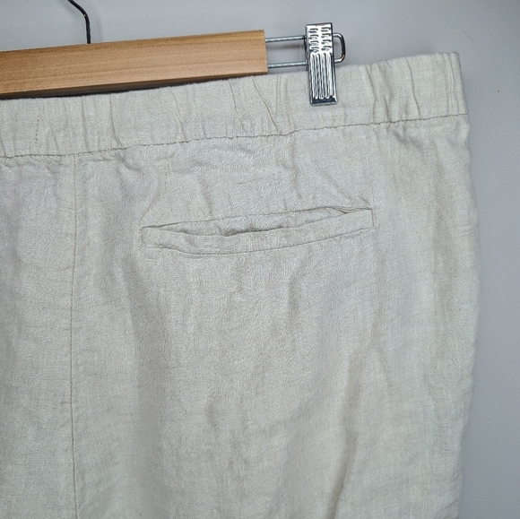H&M Cream Relaxed Fit Women's XL 100% Linen Straight Leg Pant - Picture 6 of 14